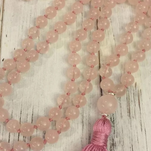 Hand knotted rose Quartz Mala necklace - Picture 2 of 4